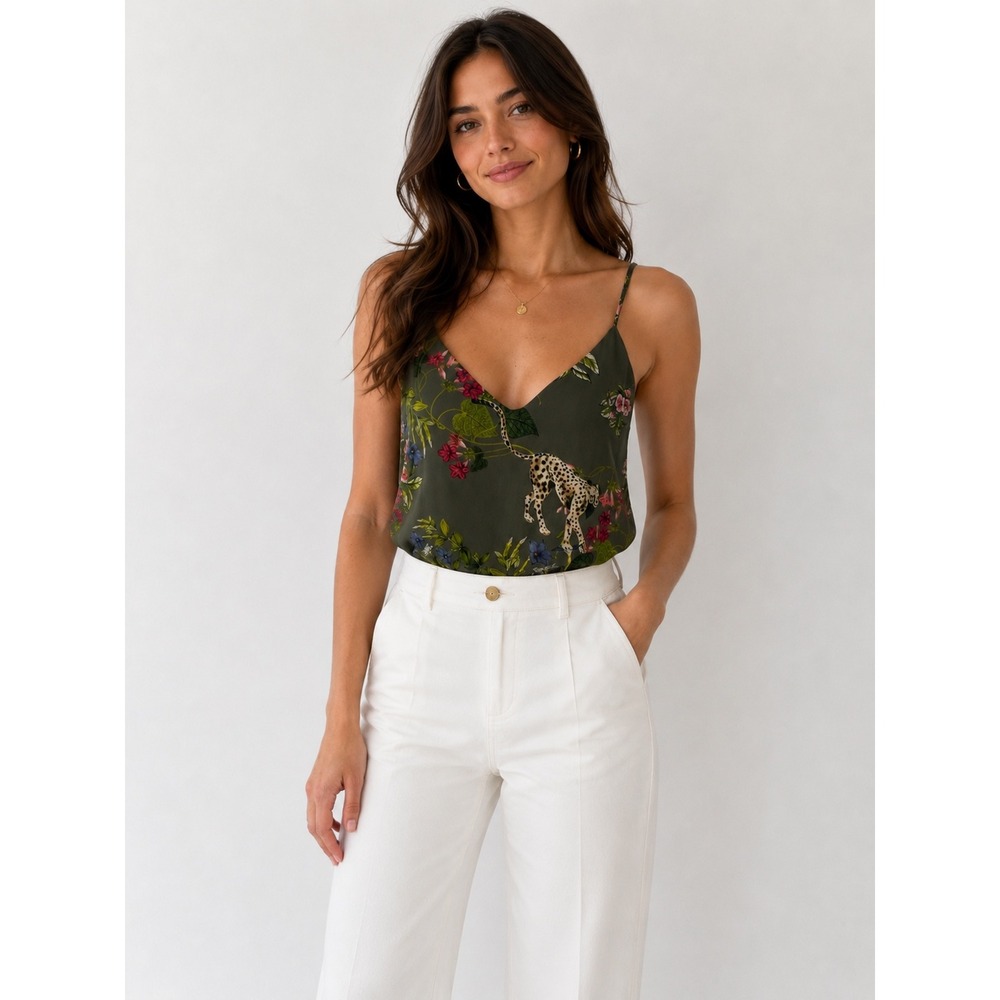 L'Agence Jane Camisole Tank French Moss Multi Silk Cami Size S - Picture 1 of 12